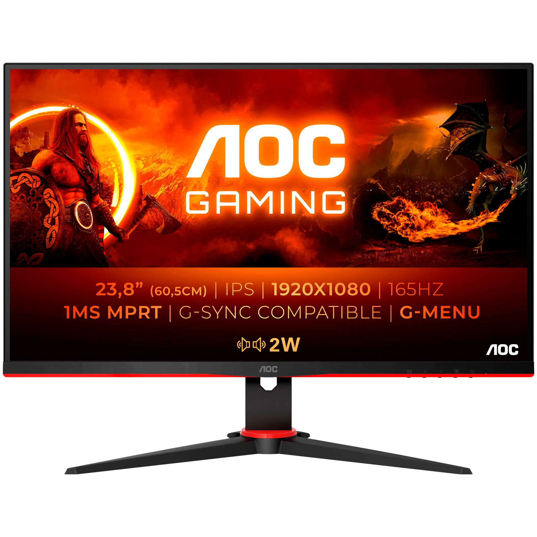 60,5cm/23,8" (1920x1080) AOC Gaming 24G2SPU/BK Full HD 1ms IPS 16:9 LS Black Red G2 Series
