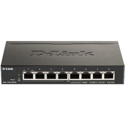 D-Link DGS-1100-08PV2 - Managed - L2/L3 - Gigabit Ethernet (10/100/1000) - Vollduplex - Power over Ethernet (PoE)