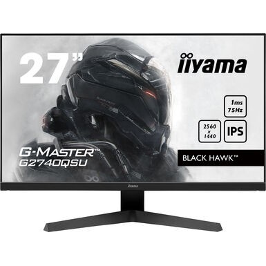 68,6cm/27'' (2560x1440) Iiyama G-MASTER Black Hawk G2740QSU-B1 Gaming 16:9 1ms 75Hz HDMI DisplayPort VESA Speaker QHD Black
